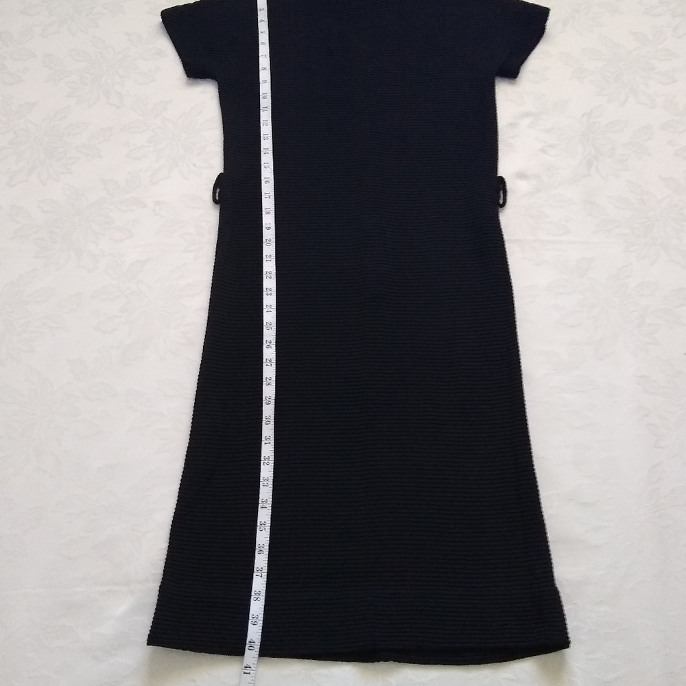Vintage 60s ribbed mock neck black dress - Picture 6 of 8